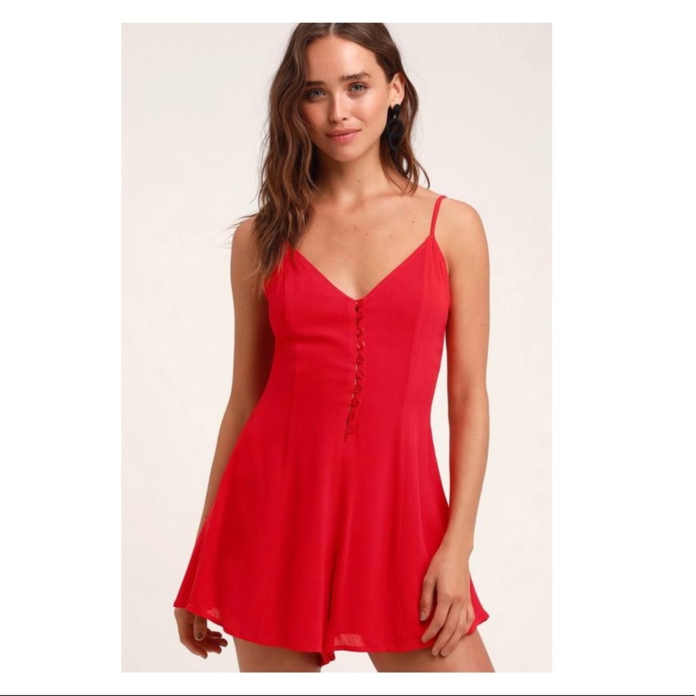 LULUS Red Hot Summer Short Romper Size Small S NEW